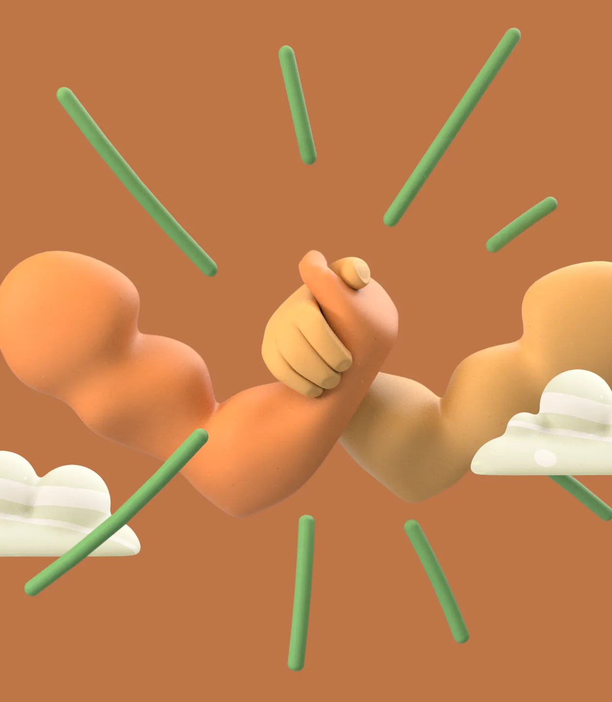3d clay of two arms representing a fitness chalege, made by tonesegurado for agreewe