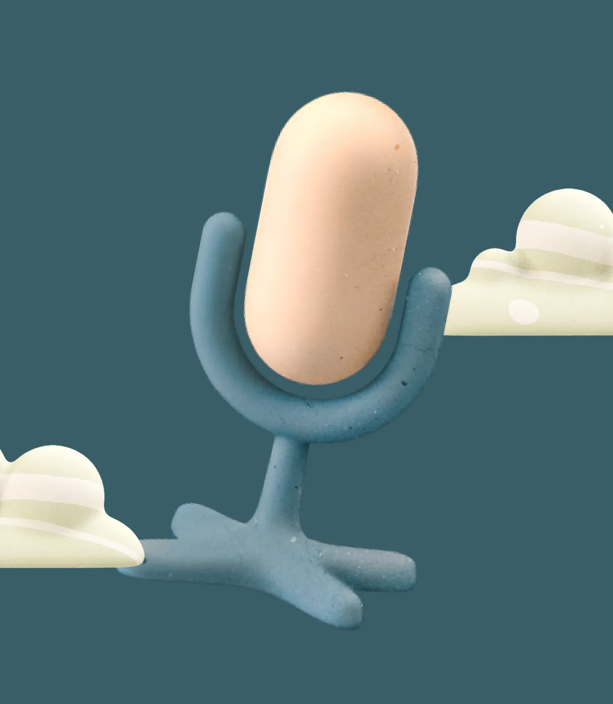 3d clay of a mic representig songwriter split sheet agreement from agreewe, art by tonesegurado