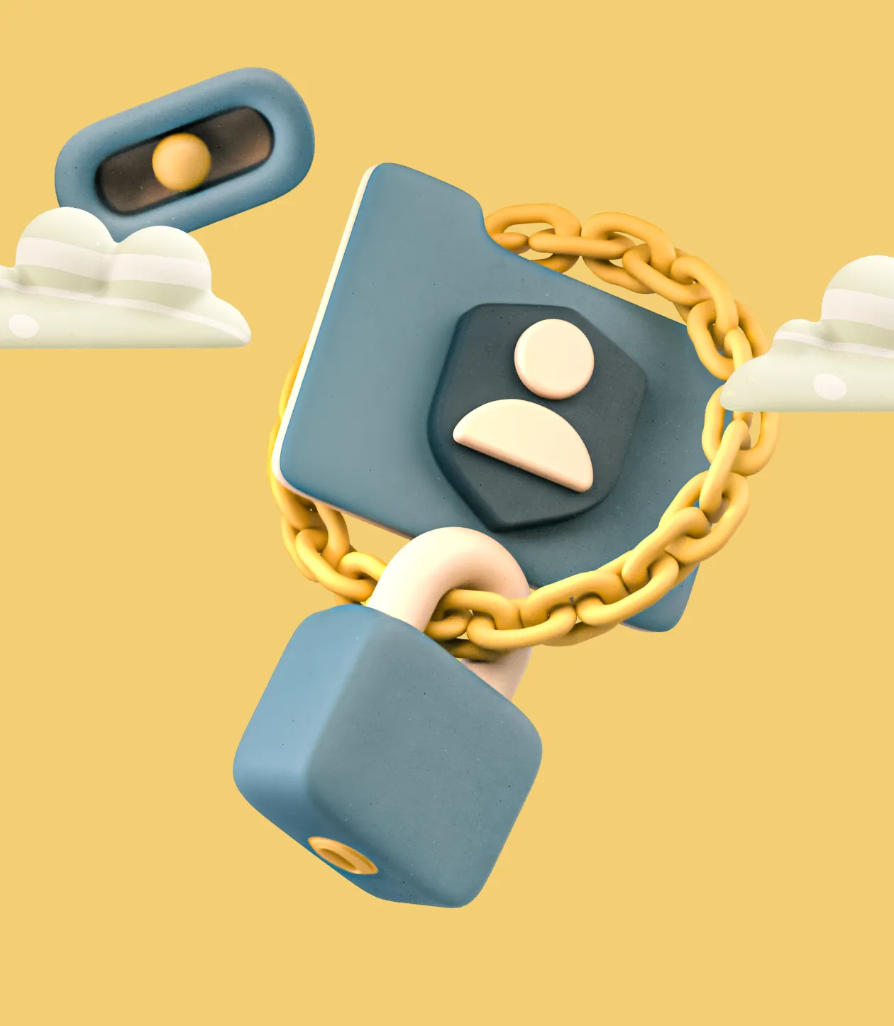 a 3d of a lock withc chains locking a folder and user protected representing talent release as an agreement from agreewe to improve creative productions, made by tonesegurado